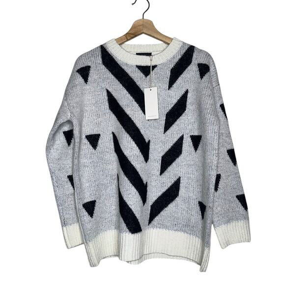 Vici Exclusive Chevron Knit Sweater Small Gray Black White Wool Blend NWT - Picture 1 of 5